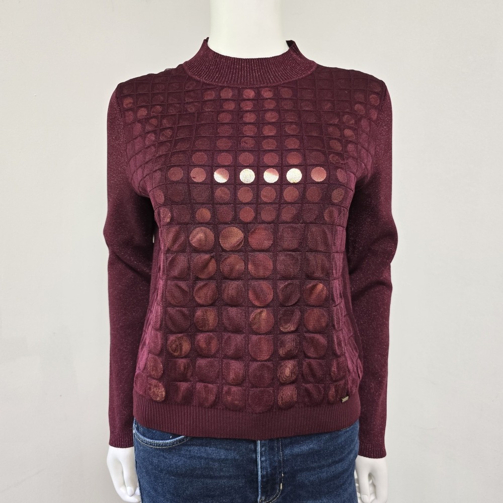 Ted Baker London YiVonne Jumper Sweater Trapped Sequins Oxblood Size 2 US6 NWT